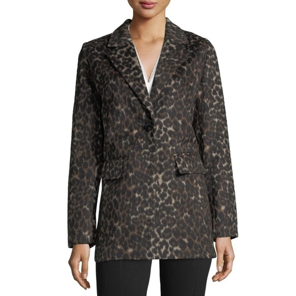 T Tahari Kendall Wool Leopard Print Coat Small - Picture 8 of 8